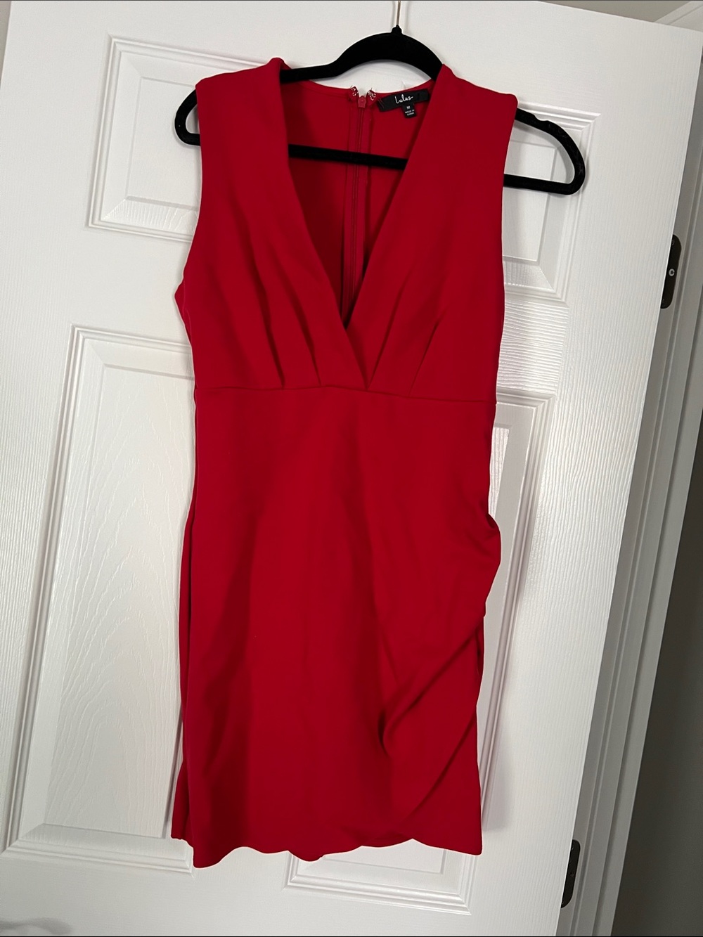 Lulu's Bold Red V-Neck Sleeveless Mini Dress